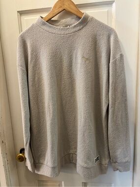 Victoria's Secret Pink Stadium Mock Neck Pullover Sweatshirt beige size medium